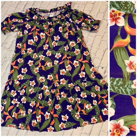 Vintage Dresses & Skirts - Vintage Hawaiian Tropical Floral Mumu Dress Size L